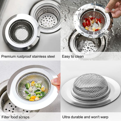 Kitchen Sink Drain Strainer Steel Plug Hole Bath Basin Hair Catcher Cover Filter