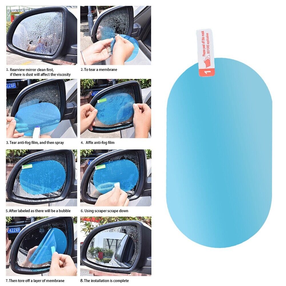 2 Pcs Car Rearview Mirror Rainproof Sticker Anti-fog Protective Film Rain Shield