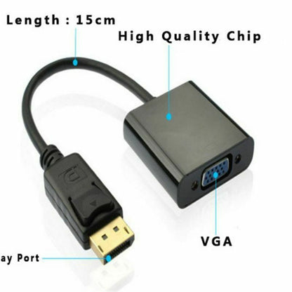 HD Display Port DP Male to VGA Female Adapter Converter Cable Lead DisplayPort