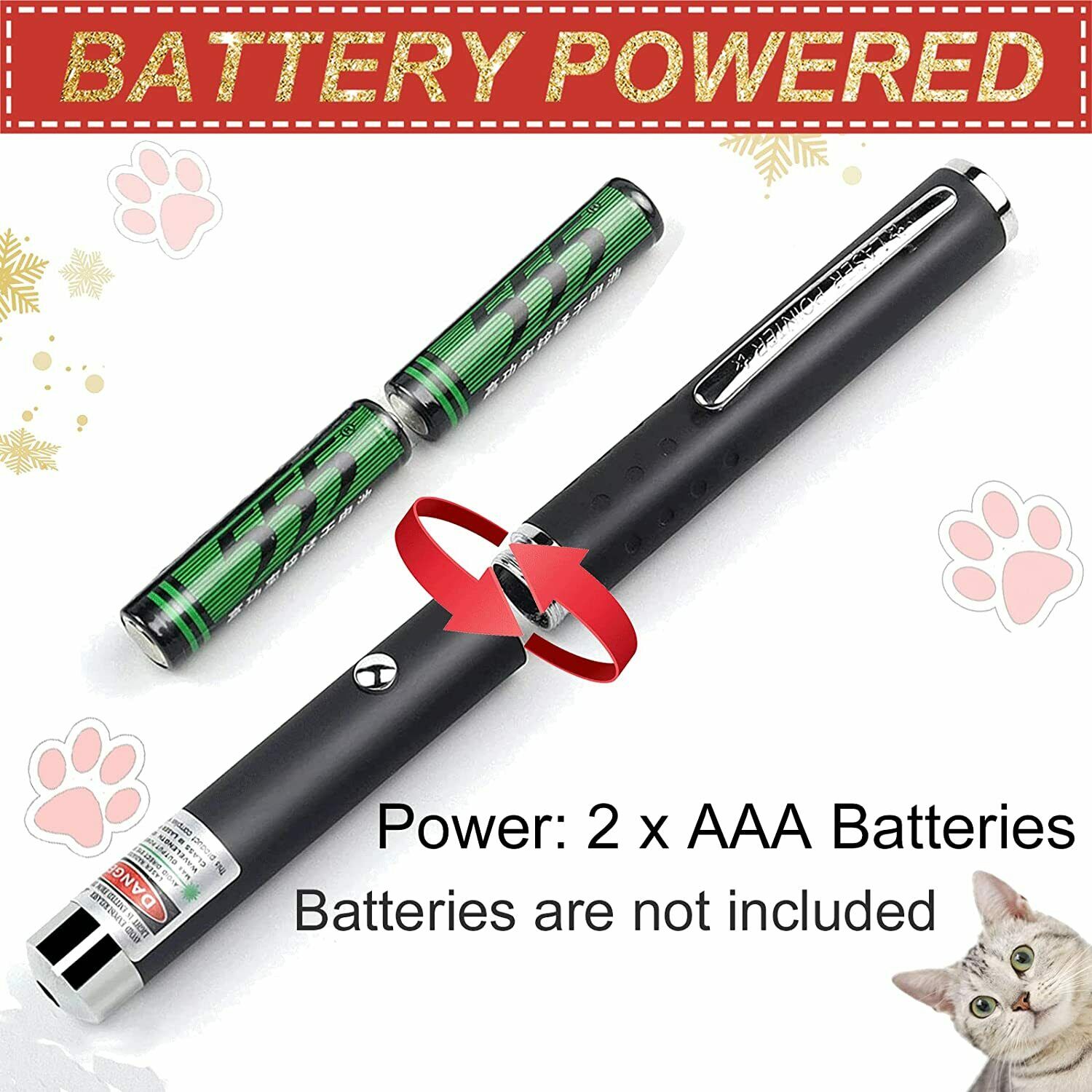 Ultra Bright Laser Pointer Pen – Purple, Green & Red Beam, Adjustable