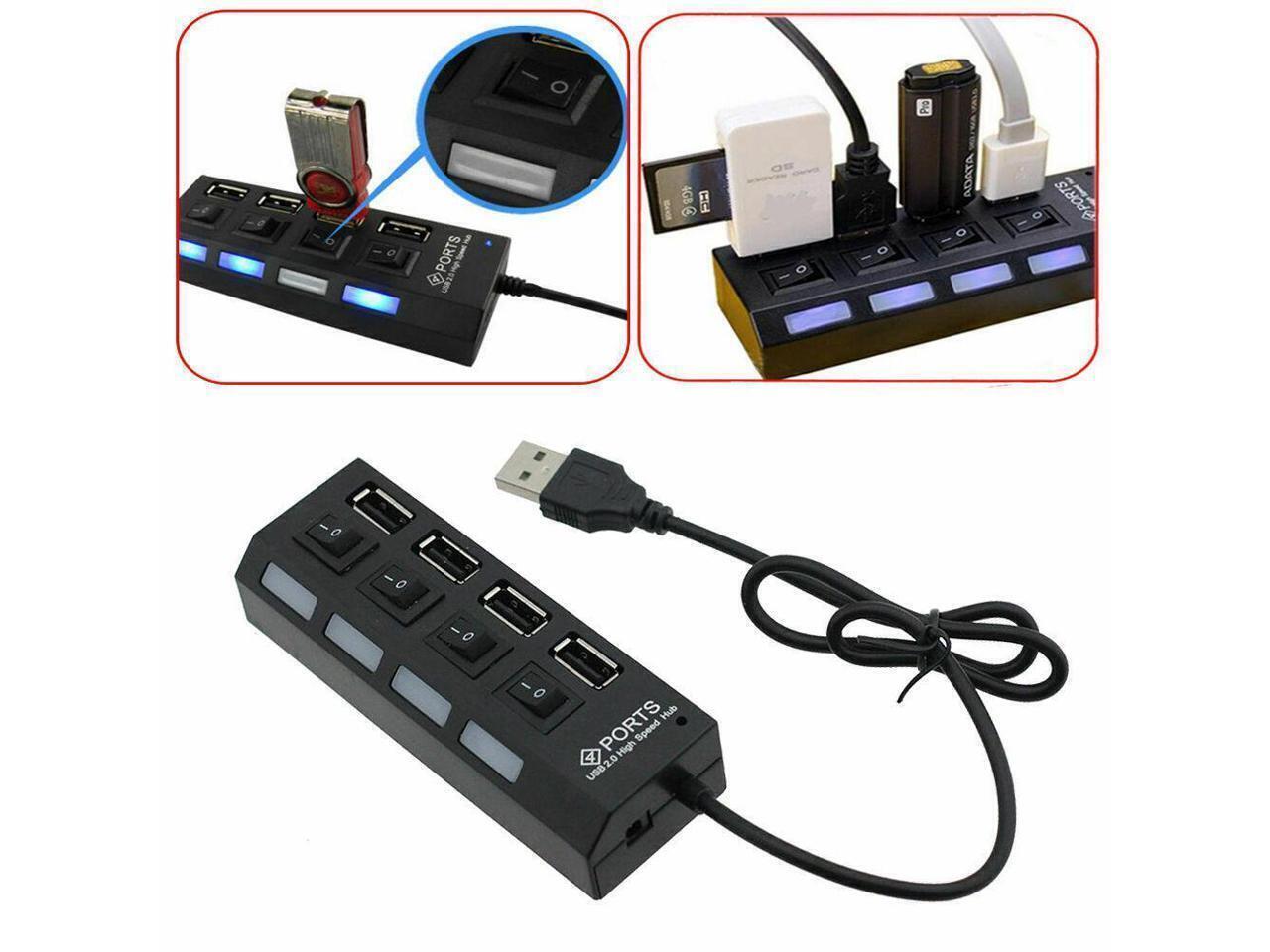 High Speed 4 Port USB HUB 2.0 Multi Splitter Expansion Desktop PC Laptop Adapter