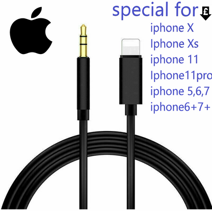 1M 8-pin to Aux Male Jack 3.5mm Audio Adapter Cable For iPhone