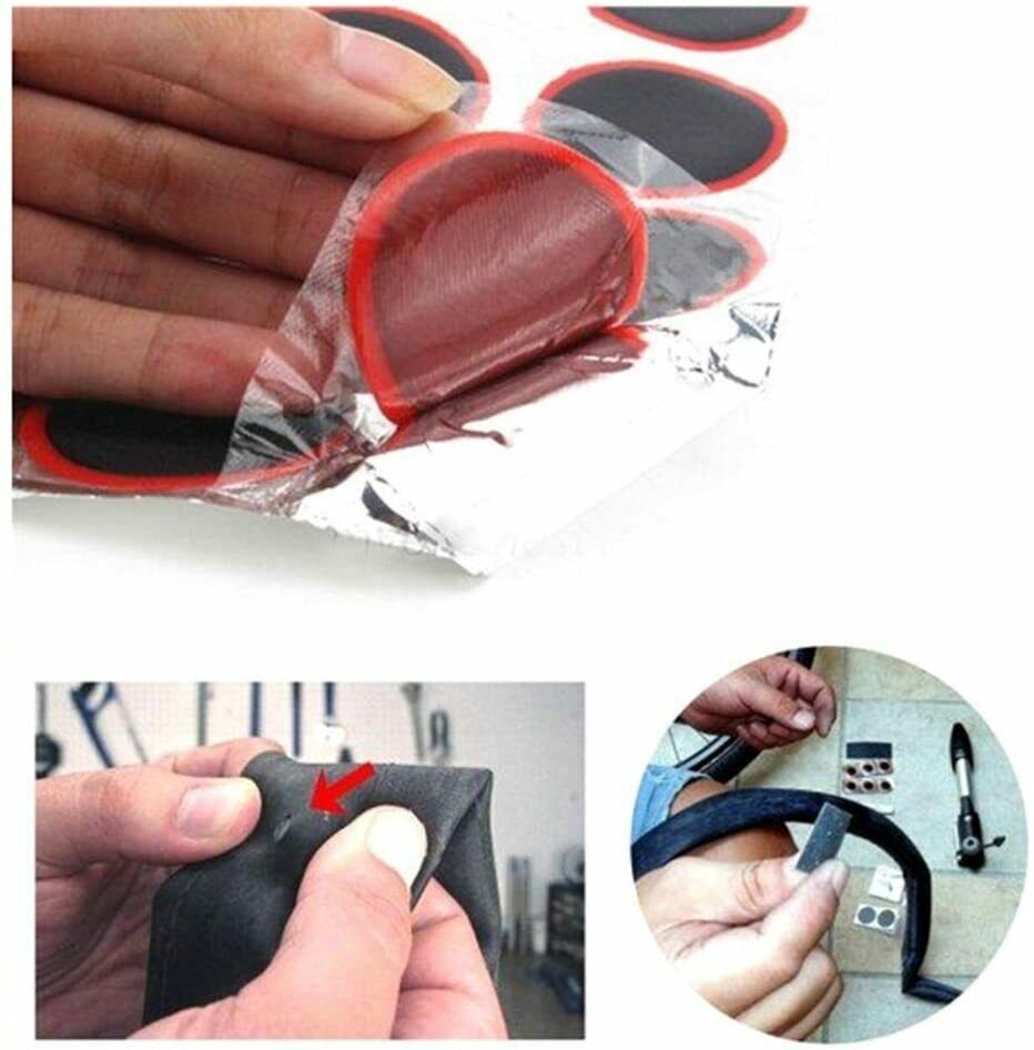 48PCS RUBBER PUNCTURE PATCHES BICYCLE BIKE TIRE TYRE TUBE REPAIR PATCH KIT