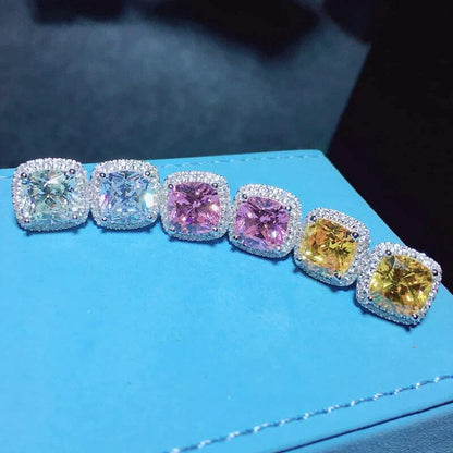 Crystal Square Stone Stud Earrings