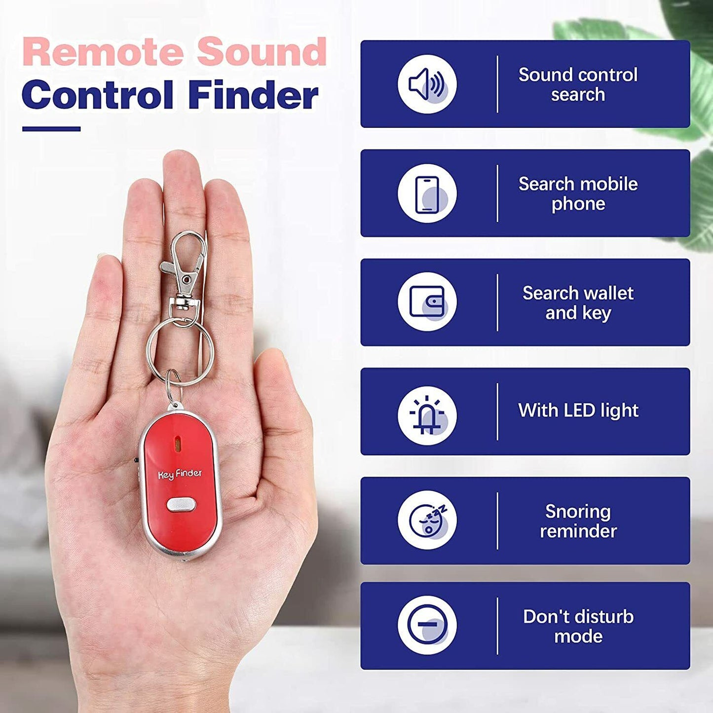 Lost Key Finder Whistle Beeping Flashing Locator Remote keychain LED Sonic torch