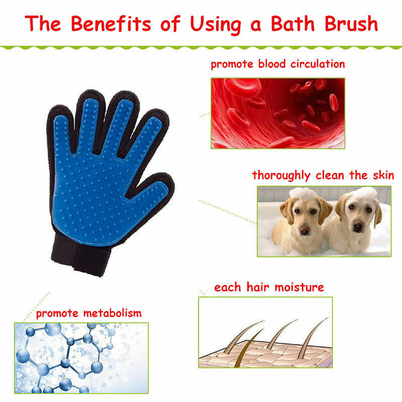 New Dog Cat Pet Grooming Glove Deshedding Brush Fur Remover Mitt UK