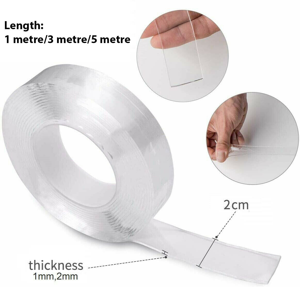 Nano Strong Clear Double Sided Grip Tape Traceless Removable Washable Adhesive