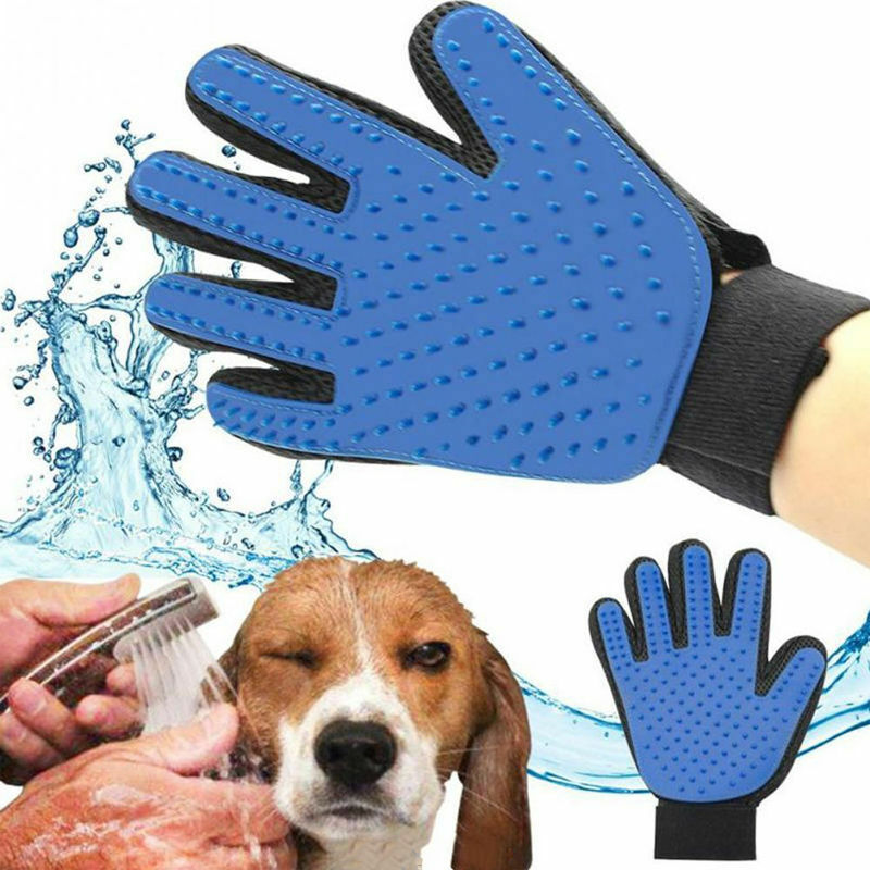 New Dog Cat Pet Grooming Glove Deshedding Brush Fur Remover Mitt UK