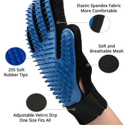 New Dog Cat Pet Grooming Glove Deshedding Brush Fur Remover Mitt UK