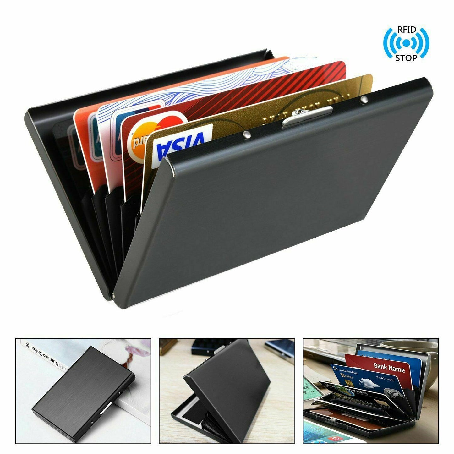 RFID Blocking Aluminum Protector Metal Wallet Credit Card Holders Thin Case Box