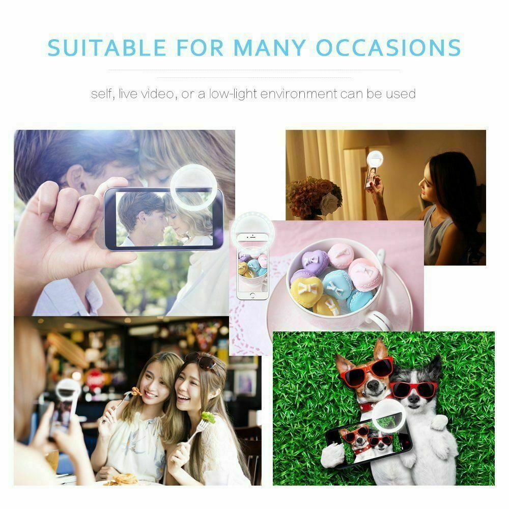 Selfie LED Light Ring Flash Clip Rechargeable Camera For Phone & Tablets