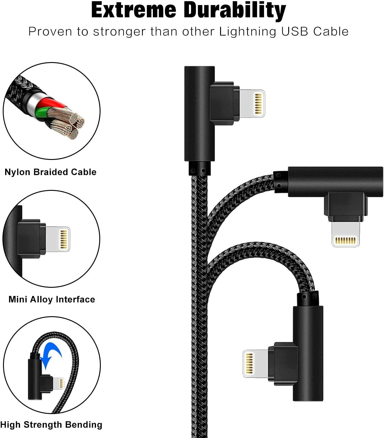 90 Degree iphone Fast Charging Data Cable