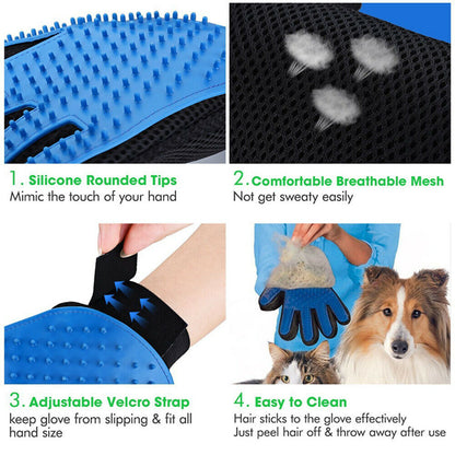 New Dog Cat Pet Grooming Glove Deshedding Brush Fur Remover Mitt UK