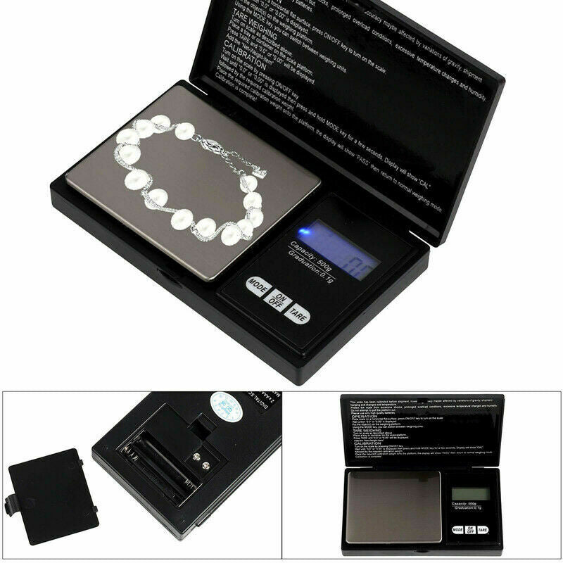 Small Pocket size Digital Weighing Scales ( 0.01g - 500g Grams ) use for measuring Kitchen Jewelry Gold