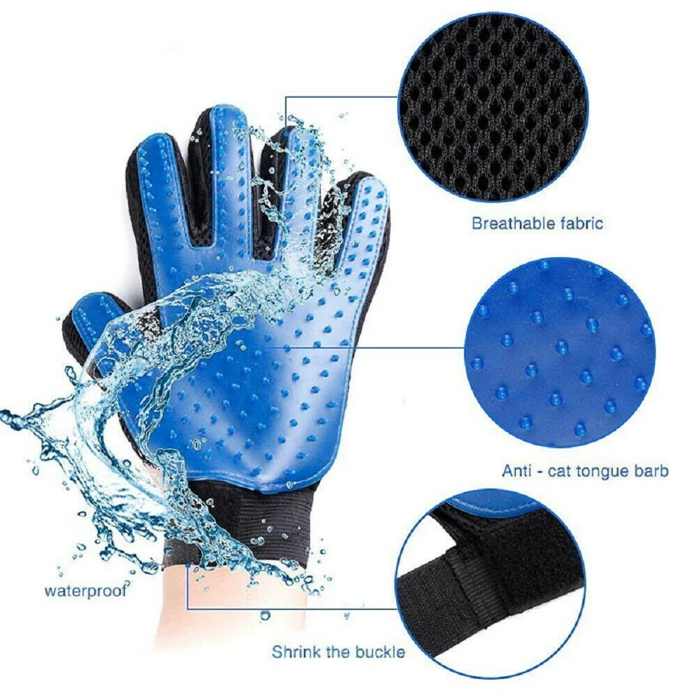 New Dog Cat Pet Grooming Glove Deshedding Brush Fur Remover Mitt UK