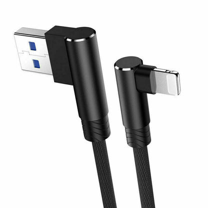 90 Degree Fast Charging Cable For IPhone IPad mini Charger Data Sync USB Lead UK