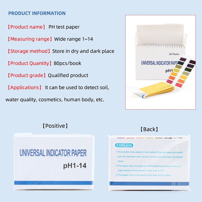 80 Pcs Full Range 1-14 pH Test Paper Strips Litmus Testing Indicator Universal