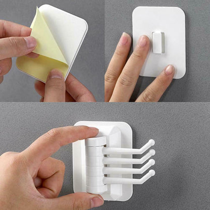 Self Adhesive Tri Hooks Kitchen Bath Room Wall Door Plastic Strong Sticky Holder