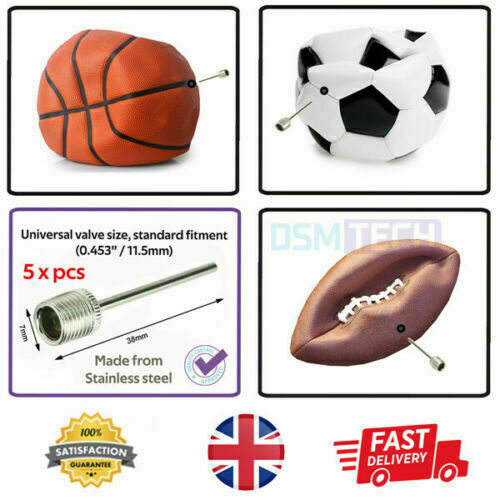 Football Pump Ball Needle Air Pin Adapter Valve Inflator Rugby Soccer Basketball