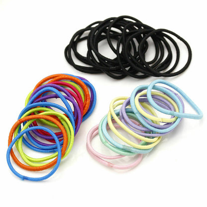 50 PCS Snag Free Thick Elastic Hair Bands Bobbles Band School Ponytail UK SELLER