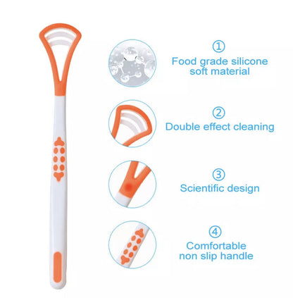 Soft Tongue scraper cleaner brush handle floss tounge cure bacteria fresh breath