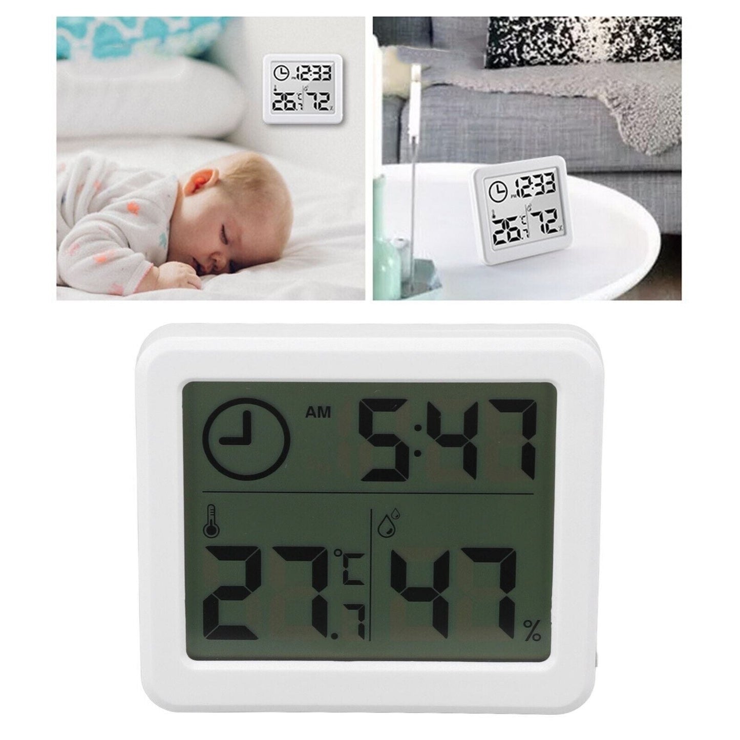 Digital Temperature Humidity Meter Sensor Thermometer Gauge LCD Hygrometer Room