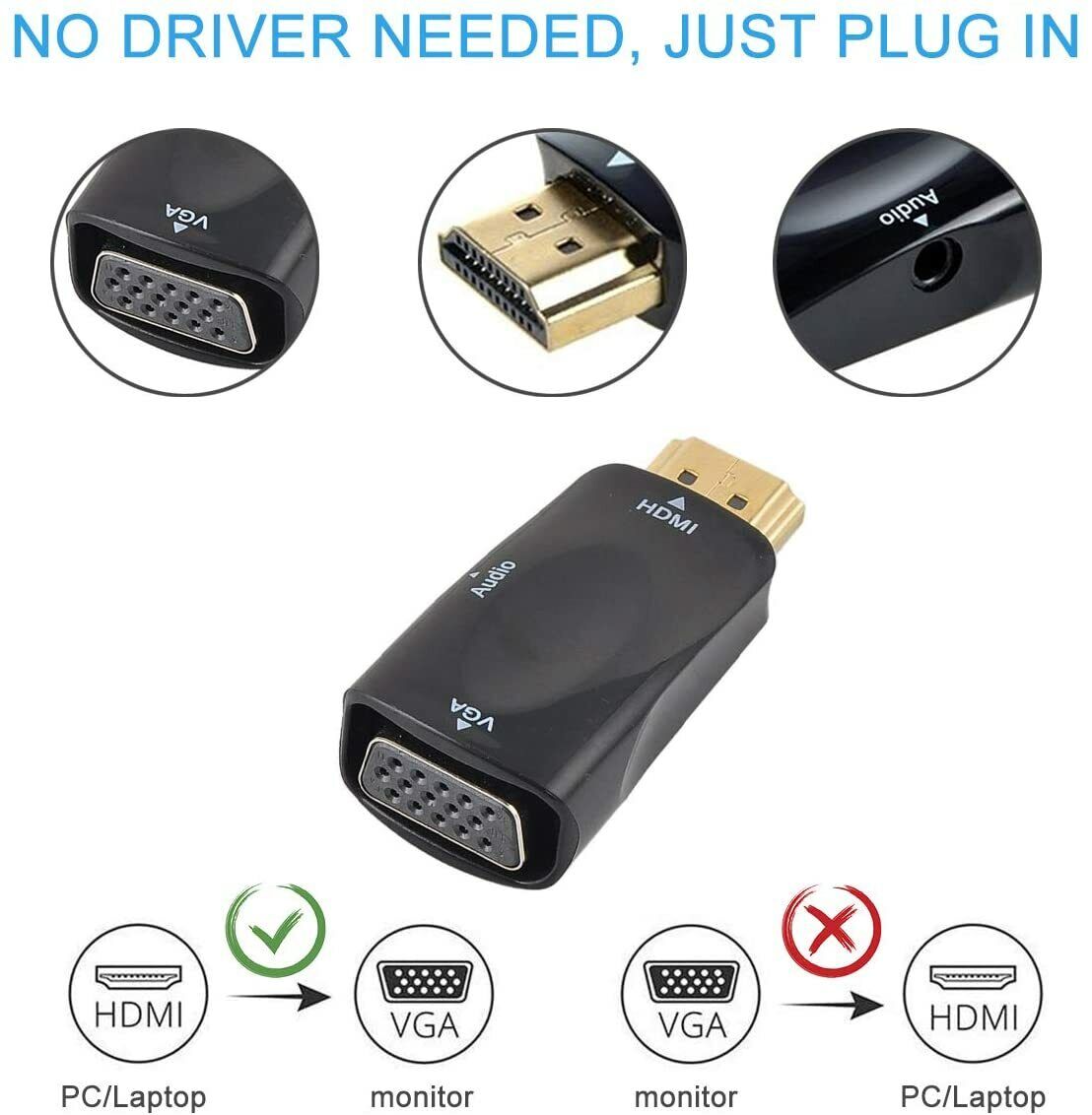 HDMI to VGA Adapter Converter with