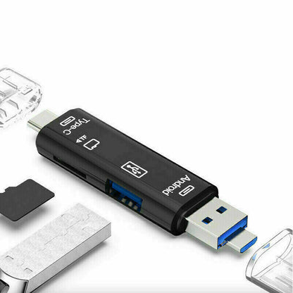 5 in 1 USB 3.0 Type C / USB / Micro USB SD TF Memory Card Reader