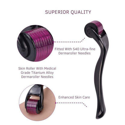 DERMA ROLLER 540 Titanium Micro Needle Facial Skin Roller Cellulite Hair Growth