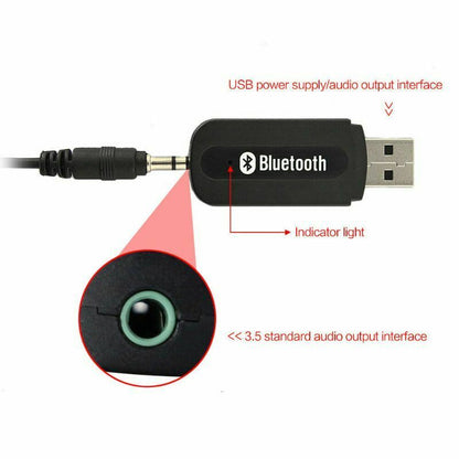 3.5mm to USB Bluetooth Wireless Receiver AUX Audio Stereo Music Adapter Car Kit