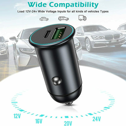 Fast Car Charger 2 USB Port + Type C Universal Socket Adapter For iPhone Samsung