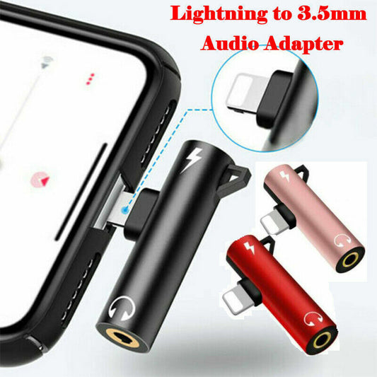 2 in 1 Lighting to Lighting and 3.5mm Jack Dual Charge