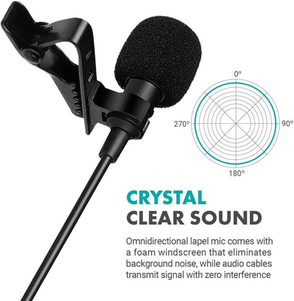 HD Clip-on Lapel Mini Lavalier Mic Microphone For Mobile Phone PC Recording Live