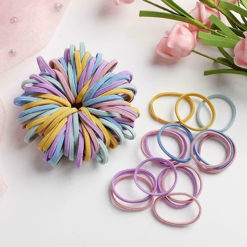 50 PCS Snag Free Thick Elastic Hair Bands Bobbles Band School Ponytail UK SELLER