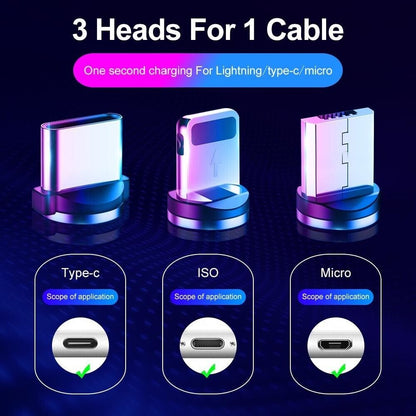 3 In 1 Micro USB Magnetic Charging Cable