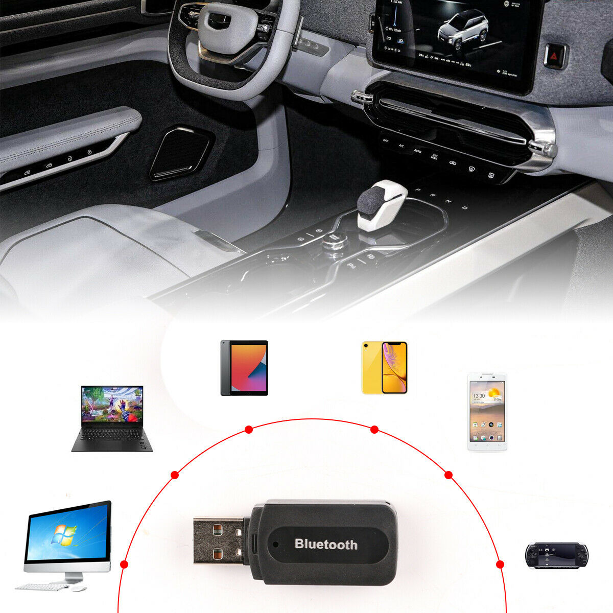 3.5mm to USB Bluetooth Wireless Receiver AUX Audio Stereo Music Adapter Car Kit