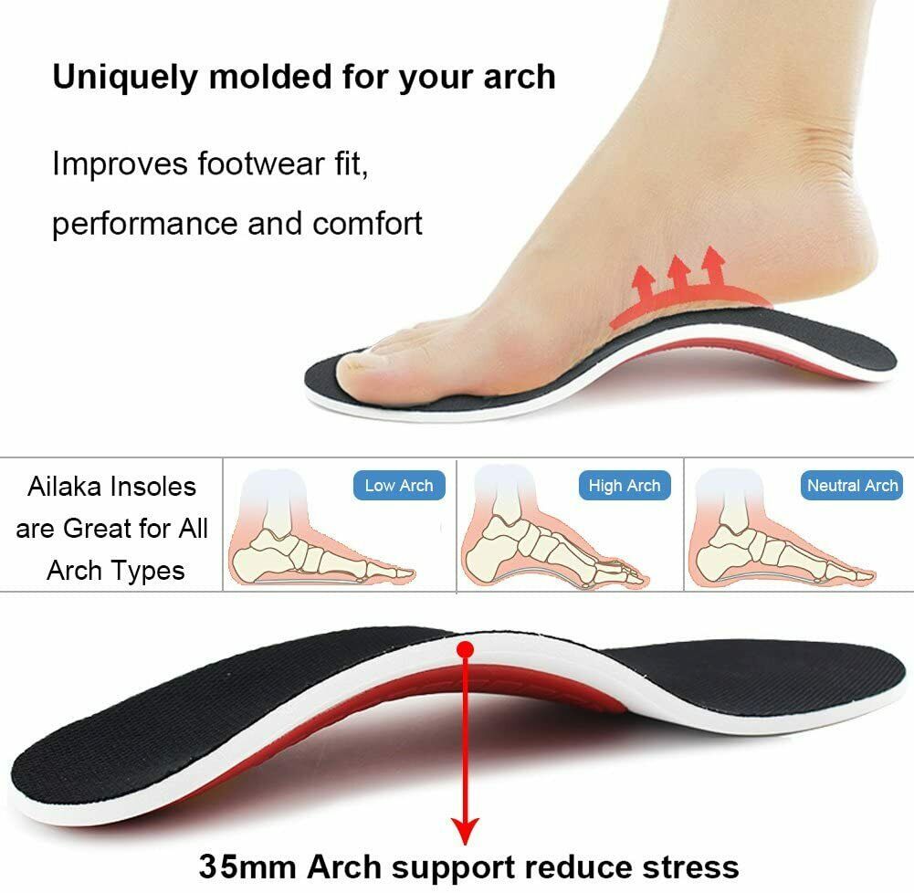 Orthotic Insoles for Arch Support Plantar Fasciitis Flat Feet Back Heel Pain