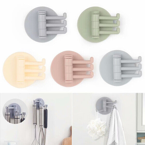 Self Adhesive Tri Hooks Kitchen Bath Room Wall Door Plastic Strong Sticky Holder