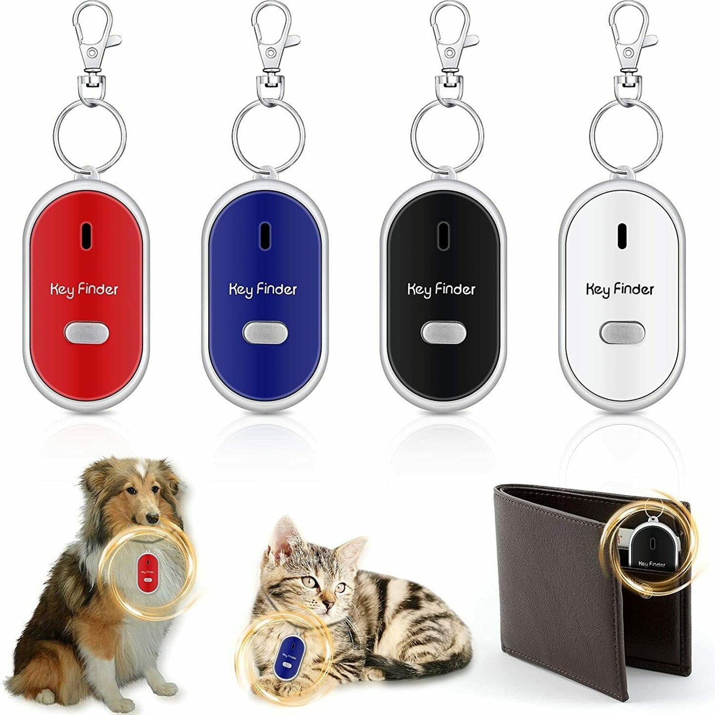 Lost Key Finder Whistle Beeping Flashing Locator Remote keychain LED Sonic torch