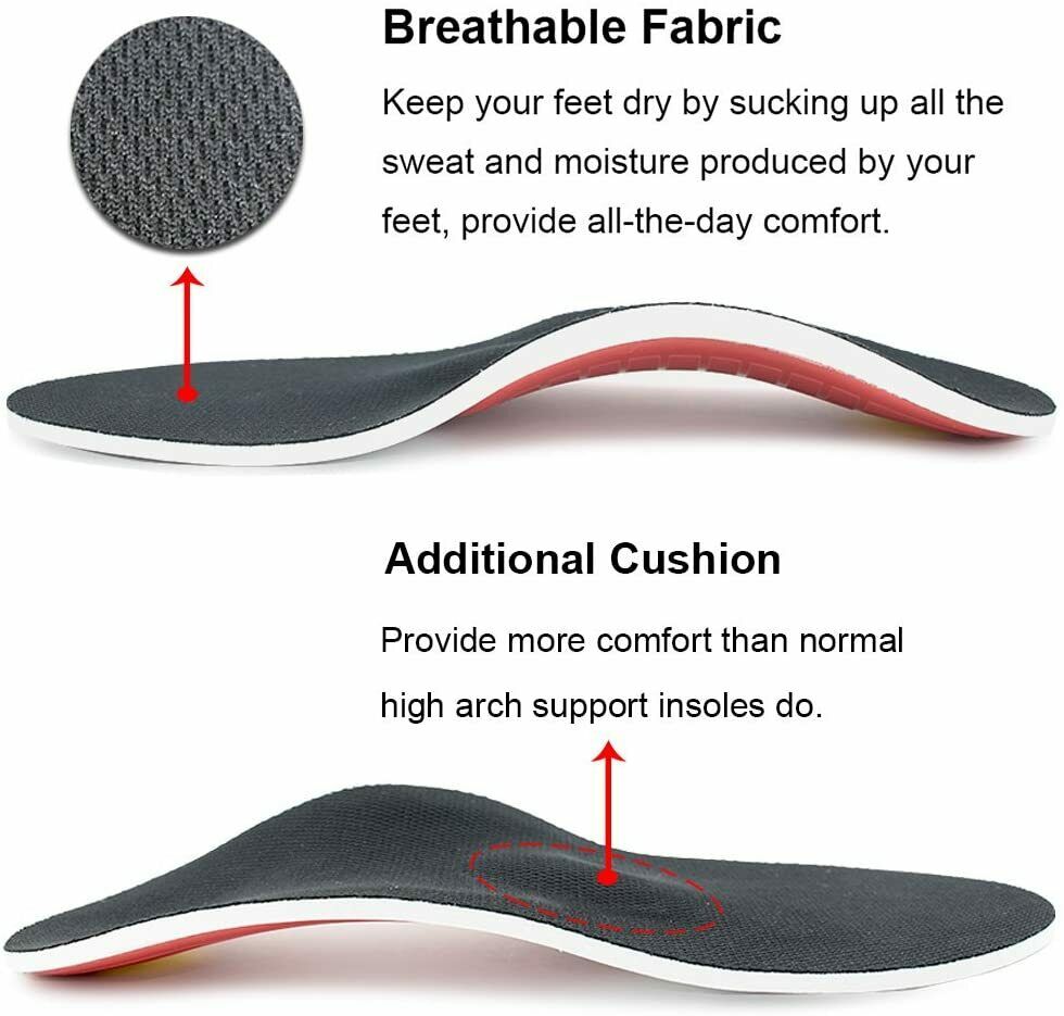 Orthotic Insoles for Arch Support Plantar Fasciitis Flat Feet Back Heel Pain