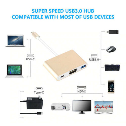 3 in1 Type C to USB-C 4K HDMI USB 3.0 Hub