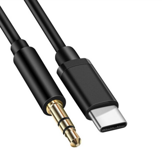 type c aux cable for samsung 3.5mm black 1 meter / 3 feet